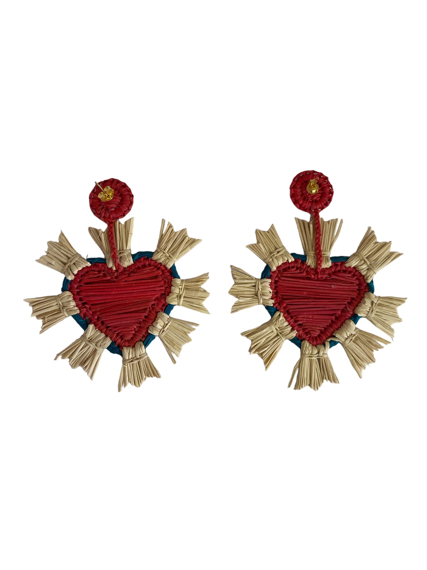 Straw fiber Heart Earrings Mulata