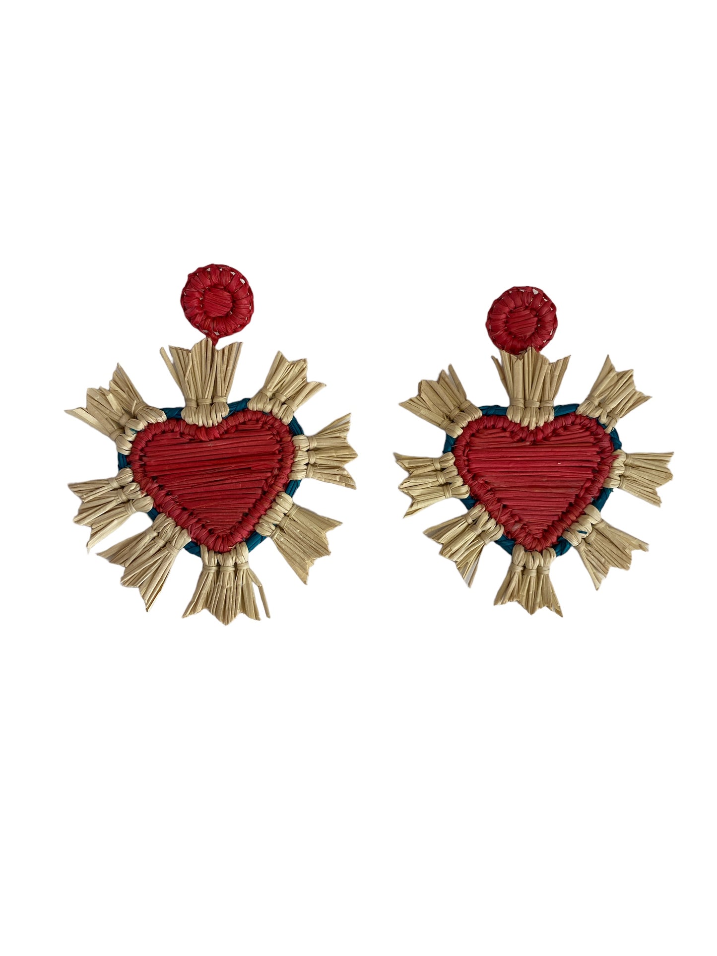 Straw fiber Heart Earrings Mulata