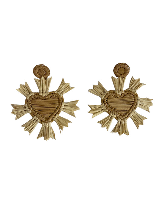 Straw fiber Heart Earrings Mulata