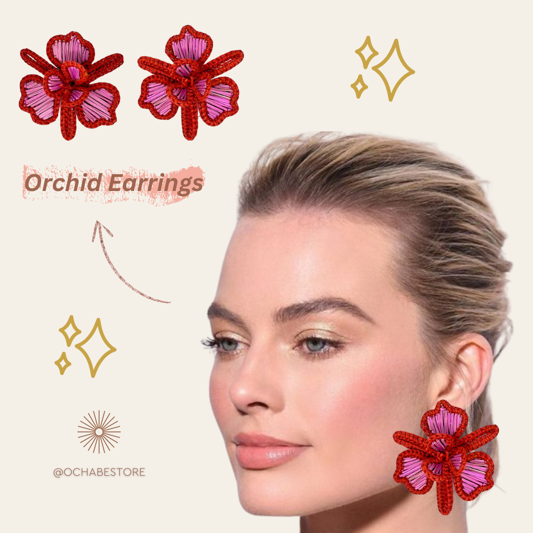 Handwoven Orchid Flower Earrings