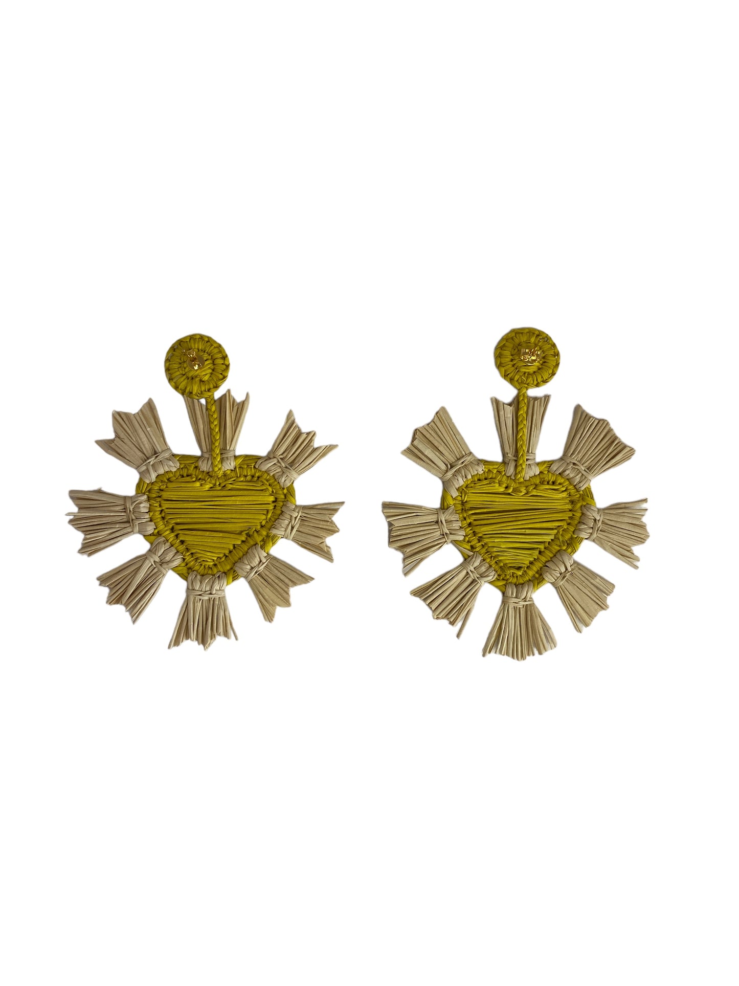 Straw fiber Heart Earrings Mulata