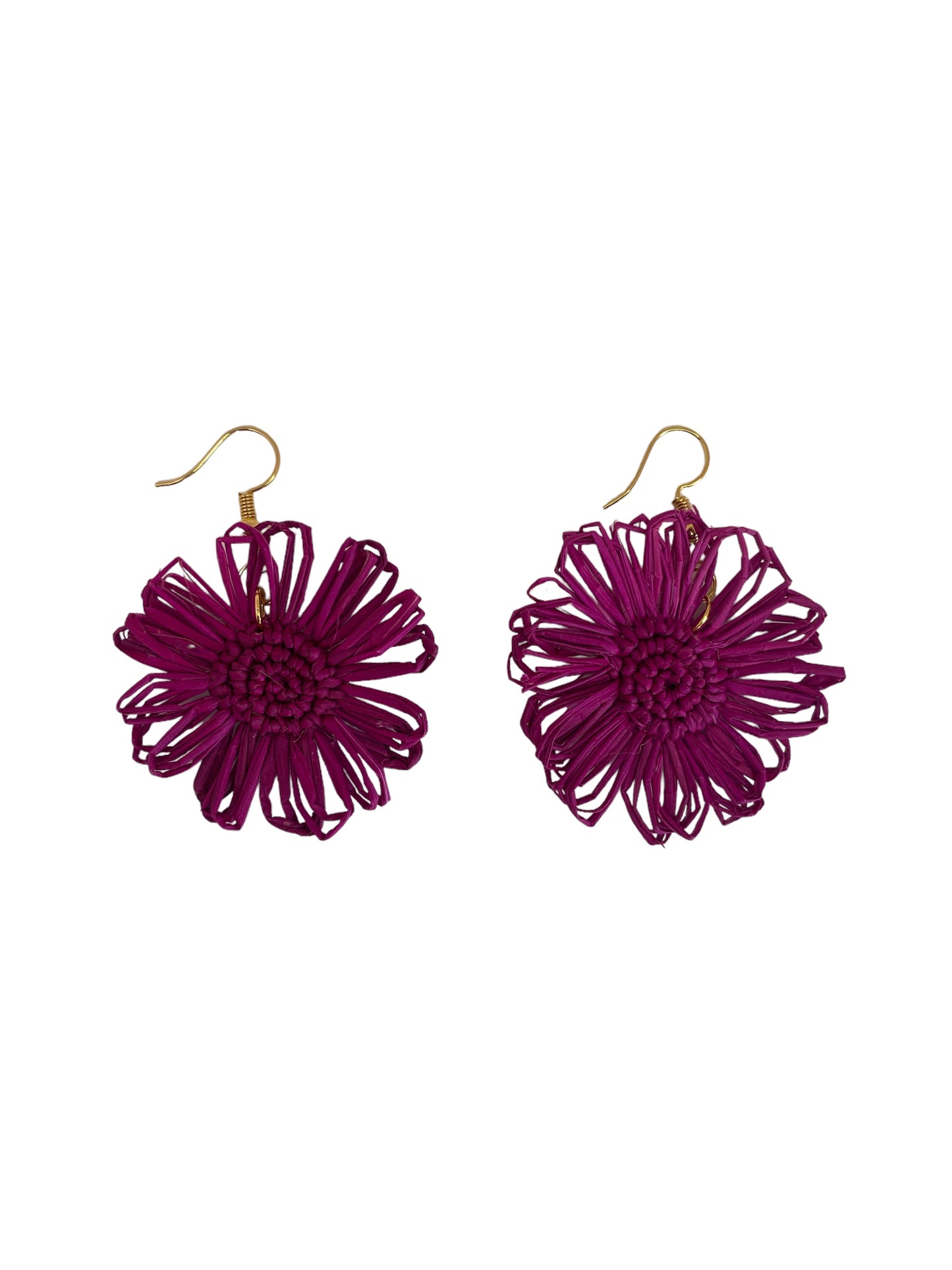 Straw Fiber Flower Earrings Sofia