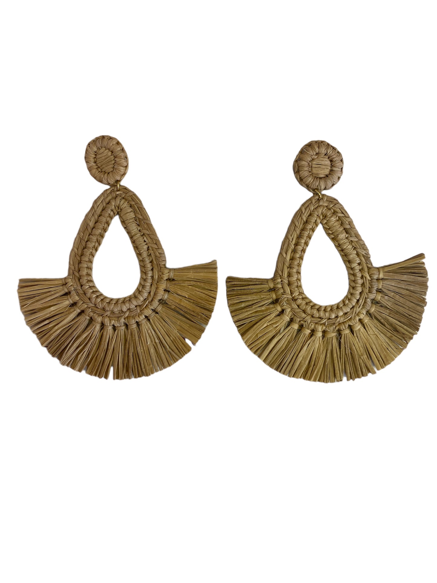 Straw Fiber Fan Shape Earrings Catalina