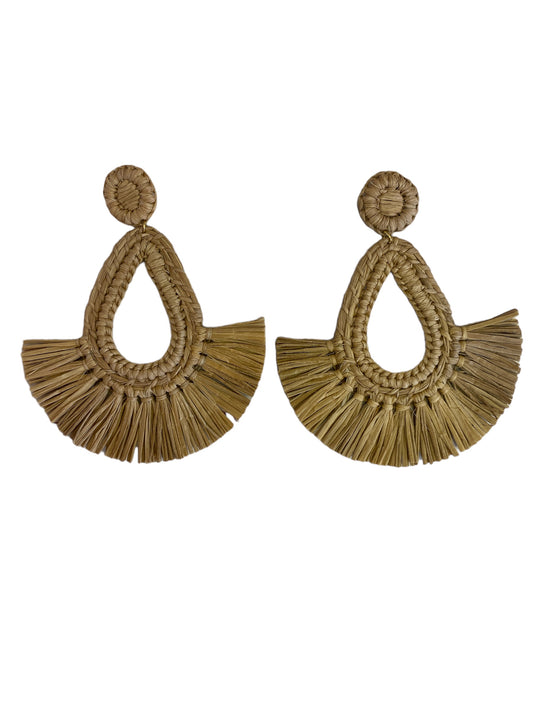 Straw Fiber Fan Shape Earrings Catalina