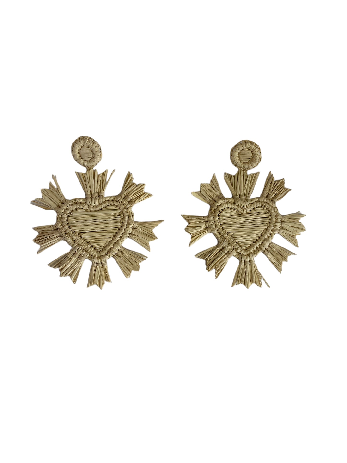 Straw fiber Heart Earrings Mulata
