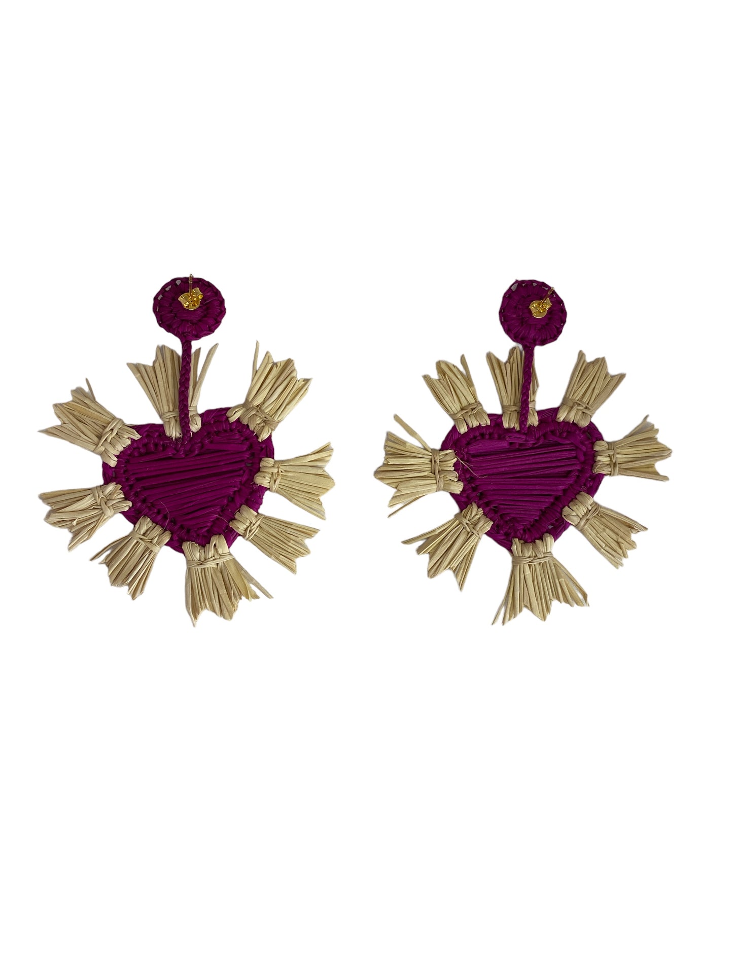 Straw fiber Heart Earrings Mulata