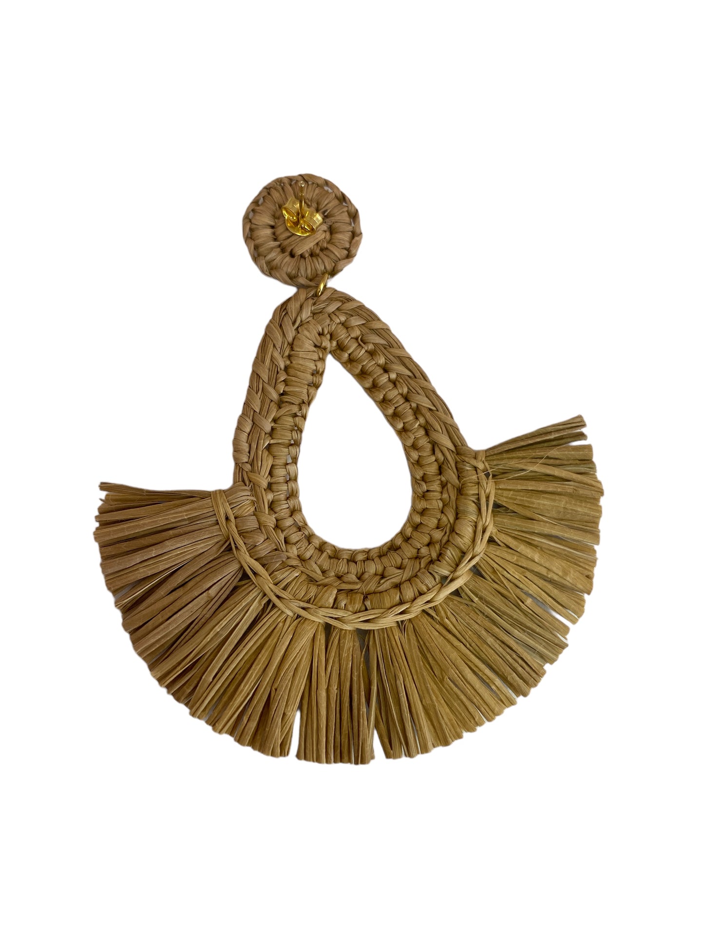 Straw Fiber Fan Shape Earrings Catalina