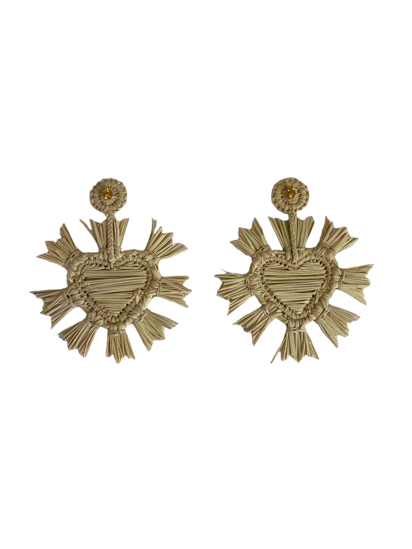 Straw fiber Heart Earrings Mulata