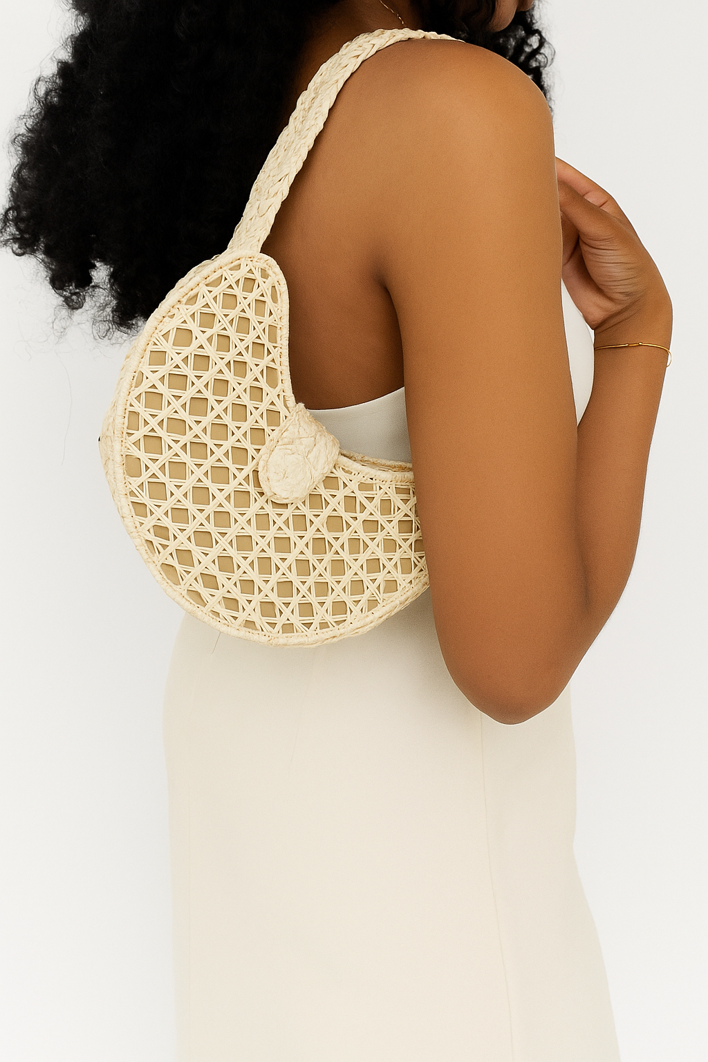 Medium Croissant bag w/ woven hand strap