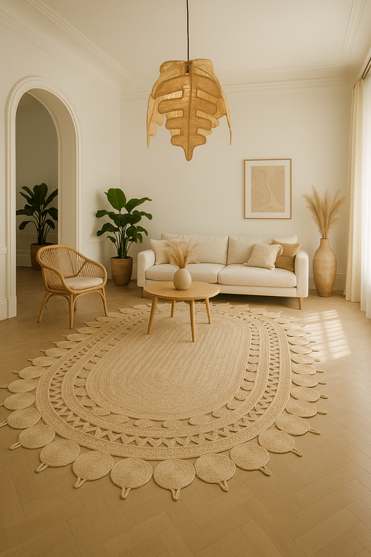 Oval-Shaped Sustainable Bohemian Handmade Rug