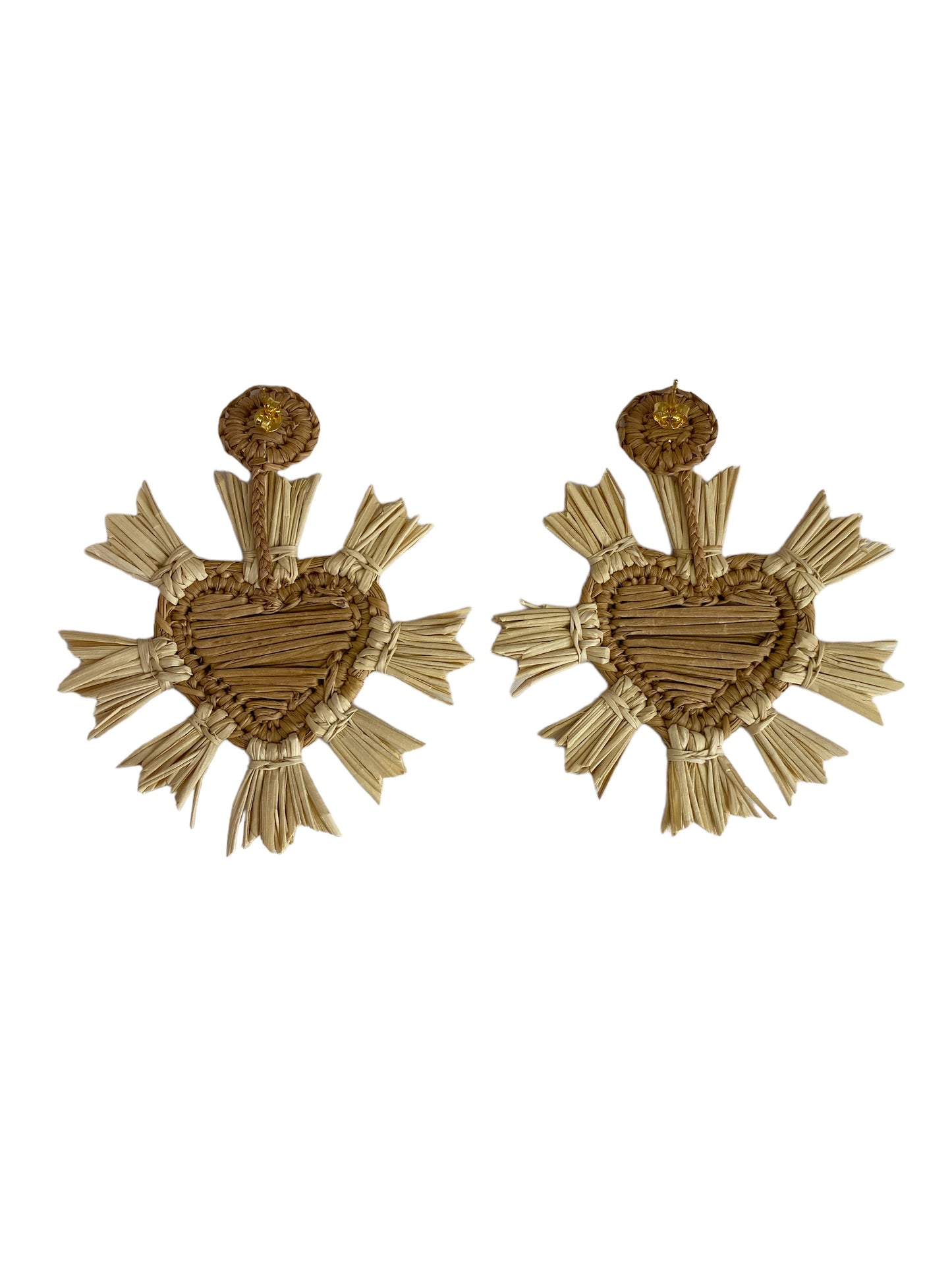 Straw fiber Heart Earrings Mulata