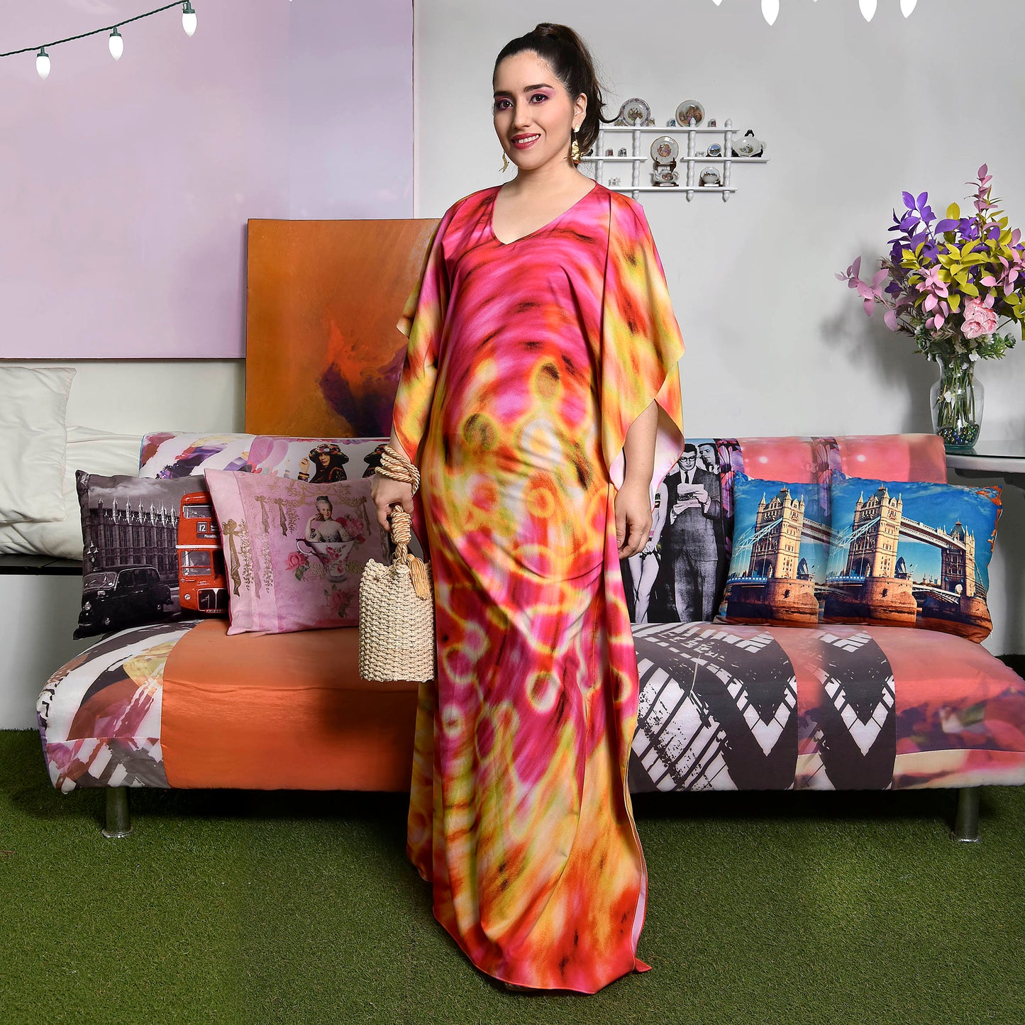 Tunic - Orange-fuchsia tie dye