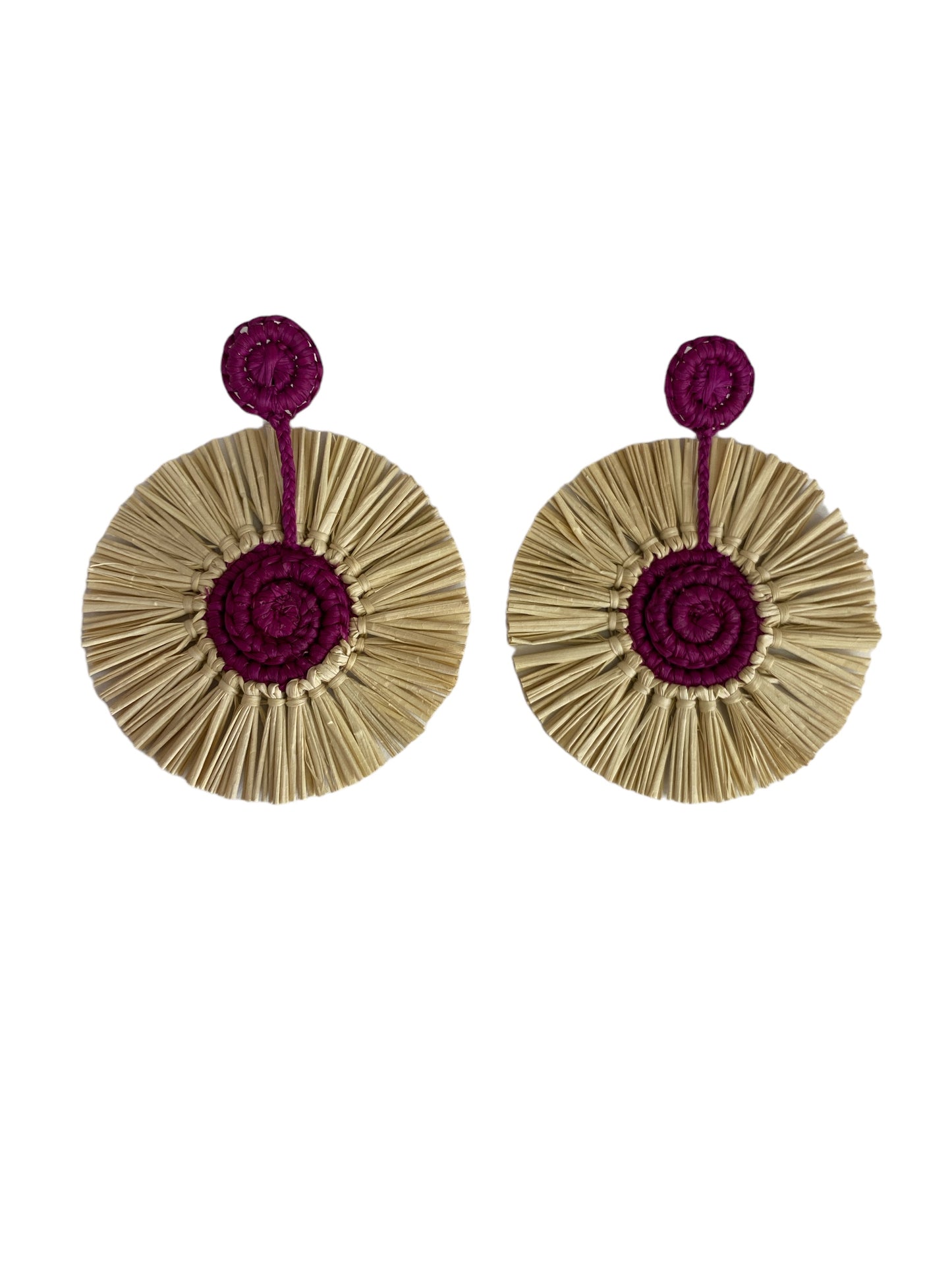 Circle Drop earrings, tassel / multi-color