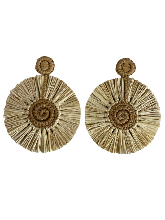 Circle Drop earrings, tassel / multi-color