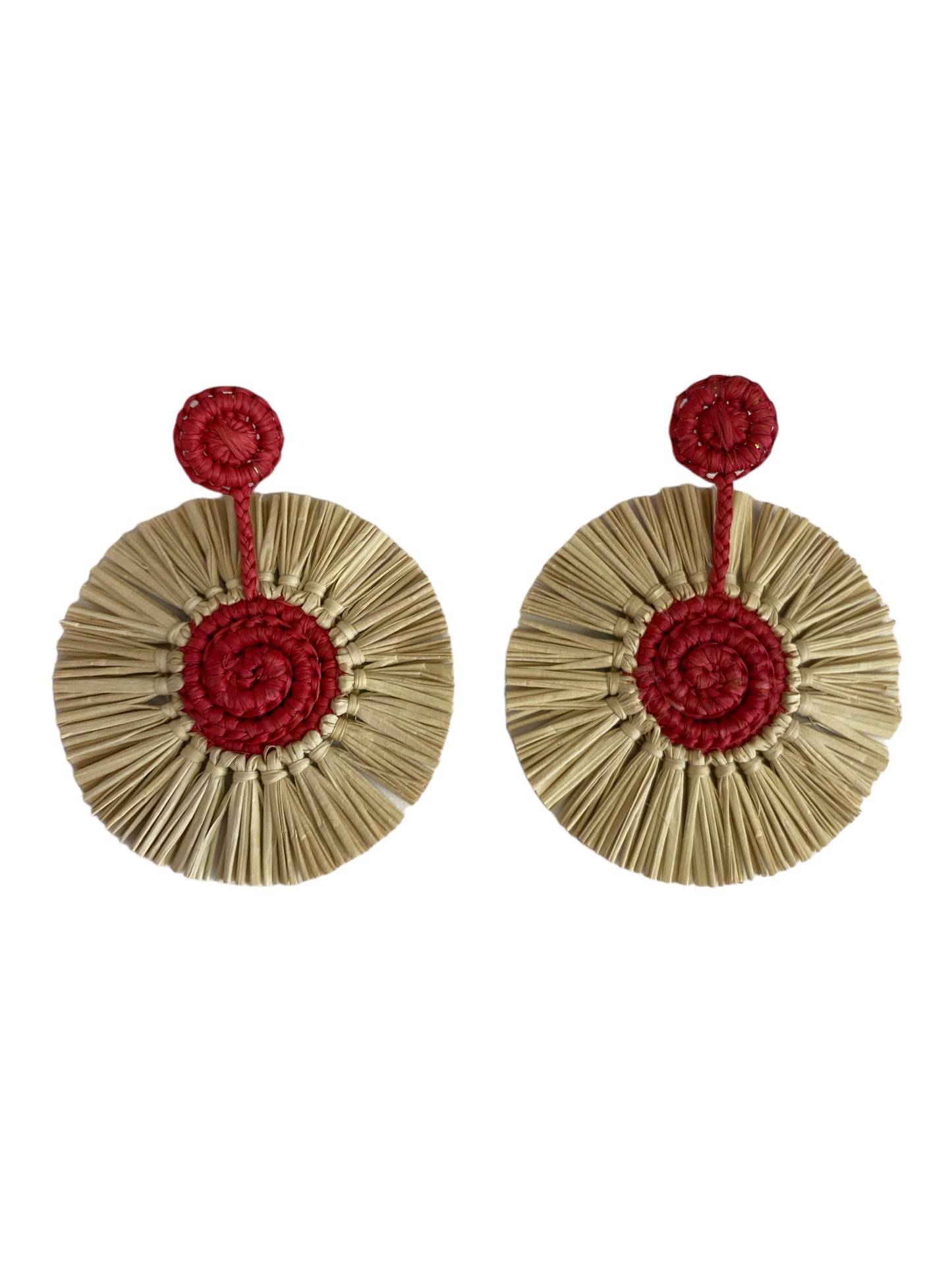 Circle Drop earrings, tassel / multi-color