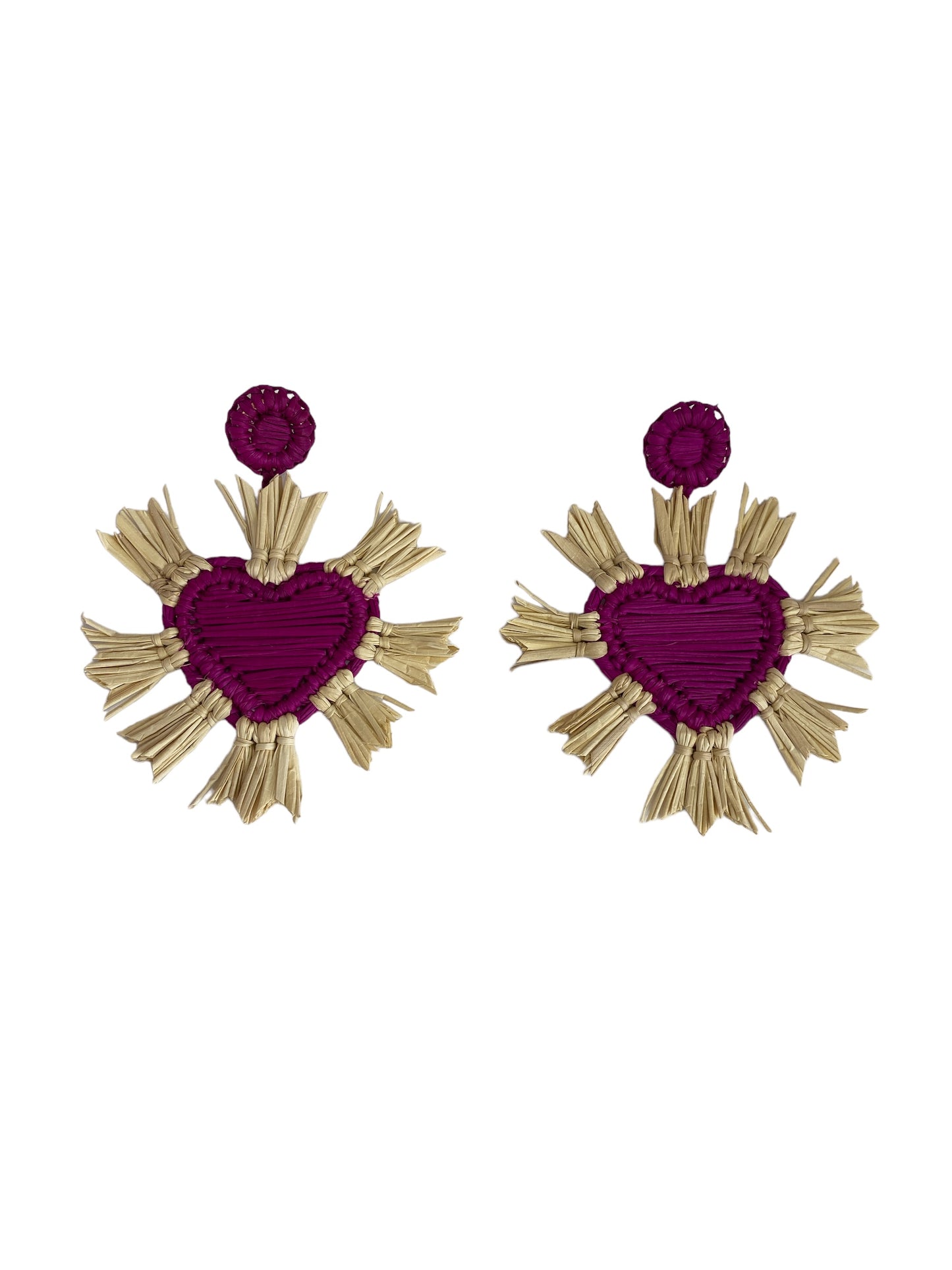 Straw fiber Heart Earrings Mulata