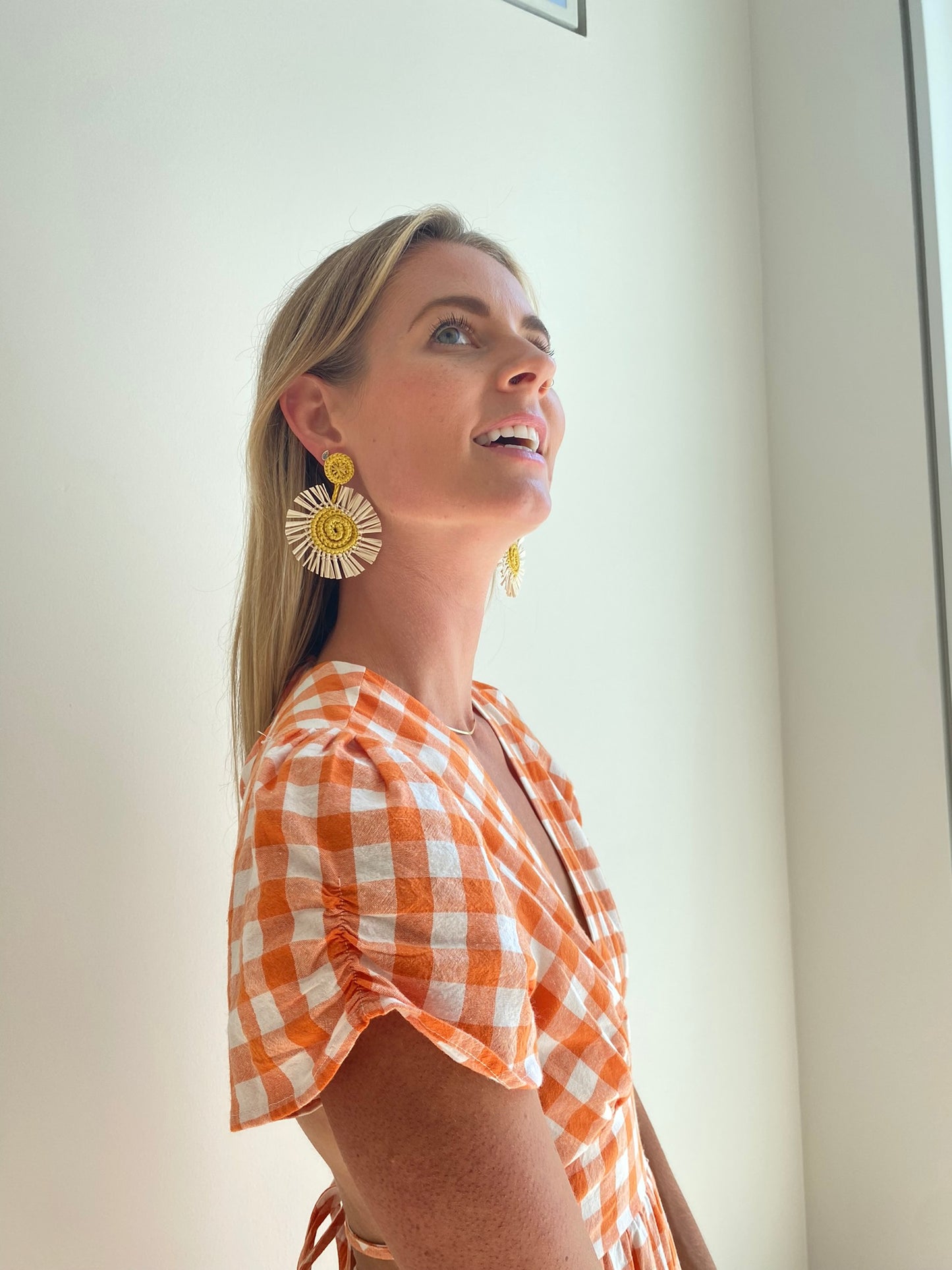 Sun flower handwoven earrings