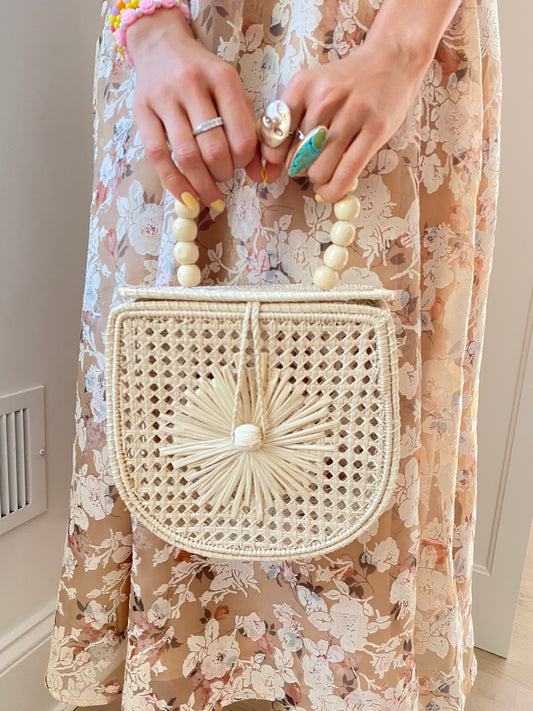 Top handle handmade sun bag