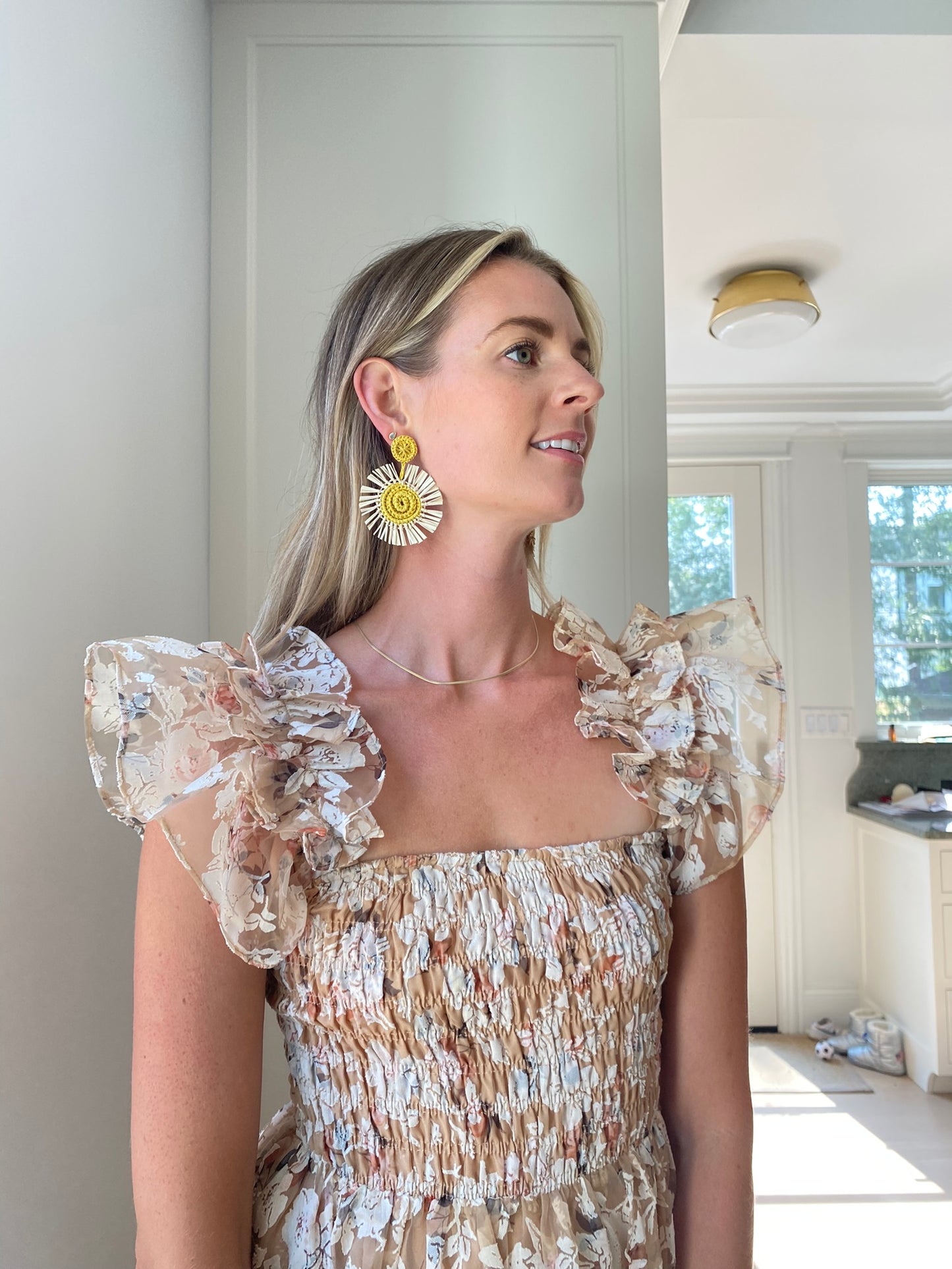 Sun flower handwoven earrings