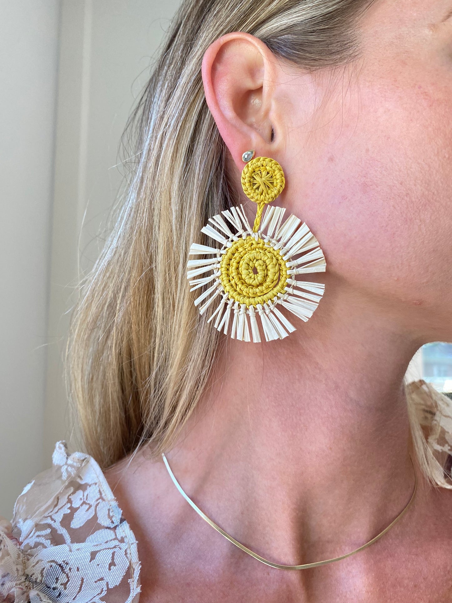 Sun flower handwoven earrings