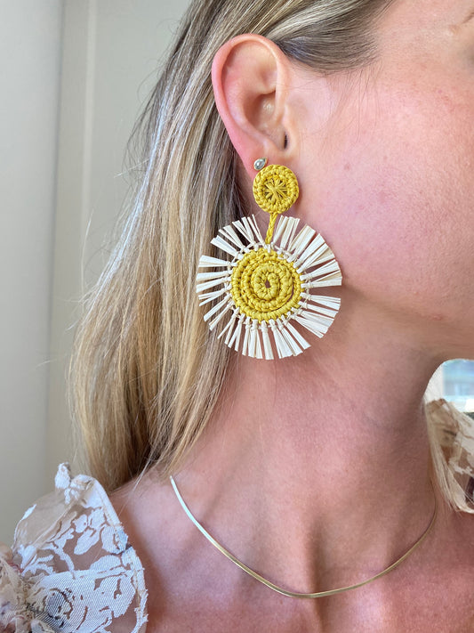 Sun flower handwoven earrings