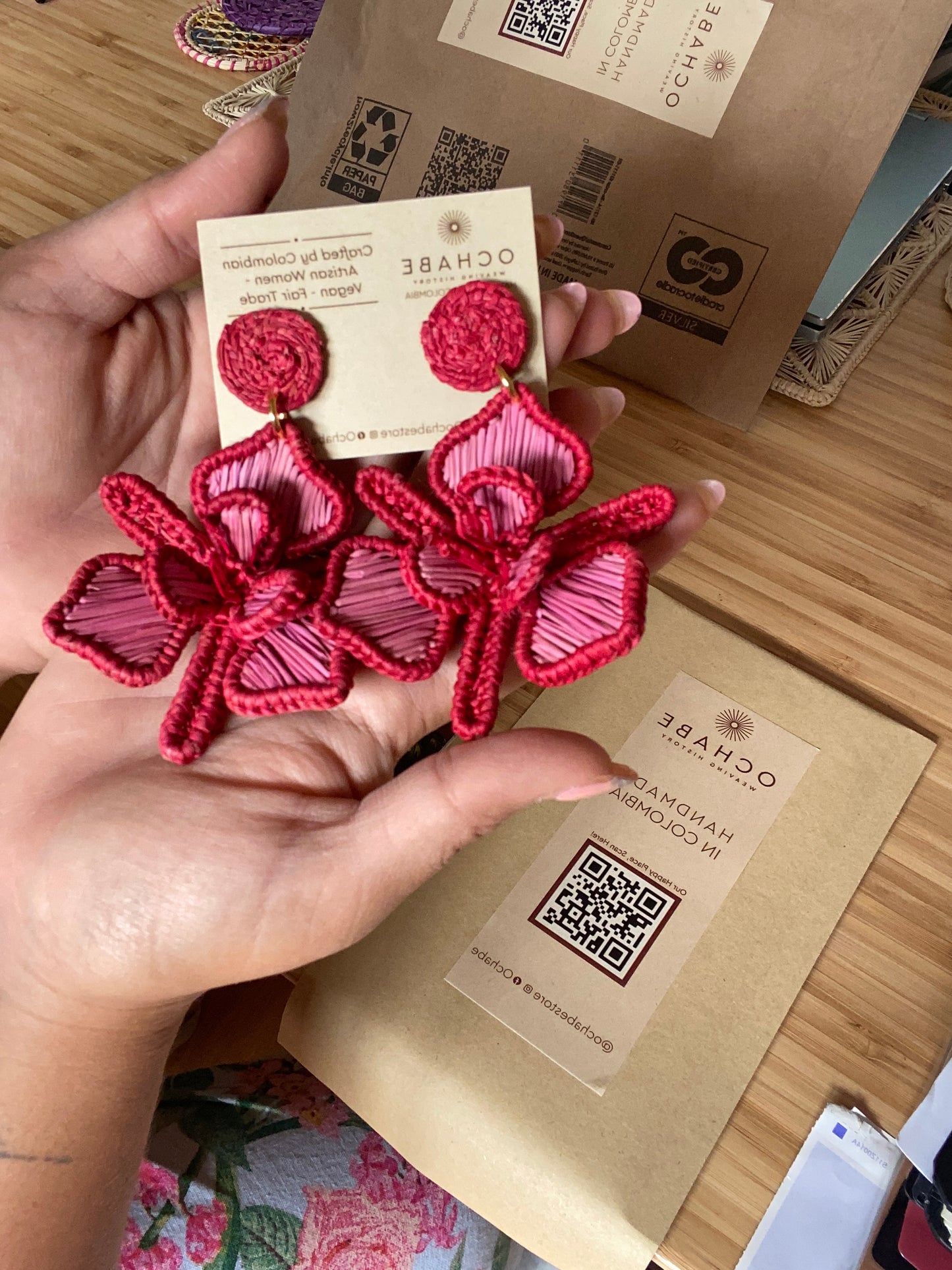 Handwoven Orchid Flower Earrings