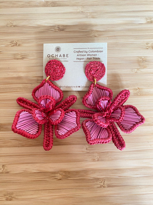 Handwoven Orchid Flower Earrings
