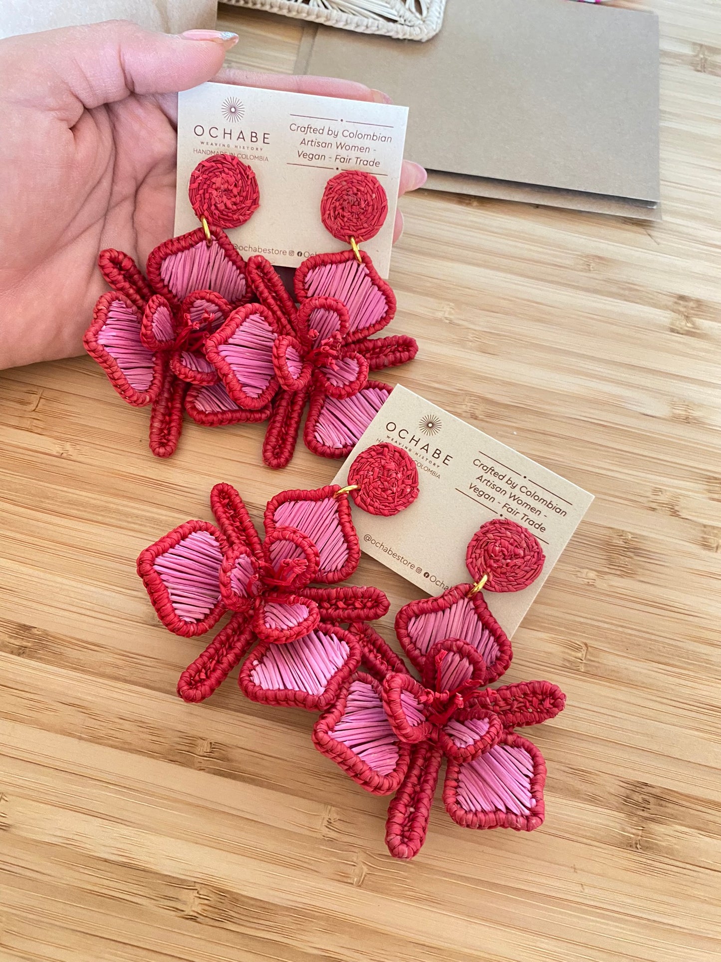 Handwoven Orchid Flower Earrings
