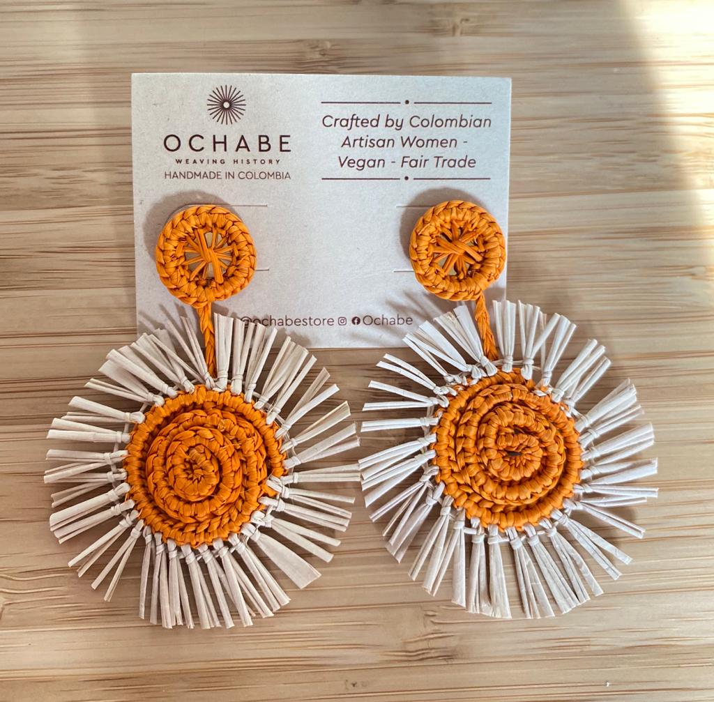 Sun flower handwoven earrings