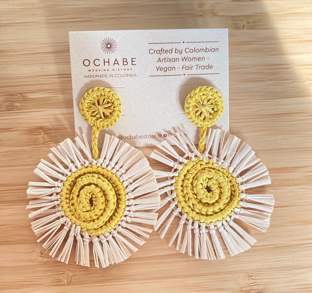 Sun flower handwoven earrings