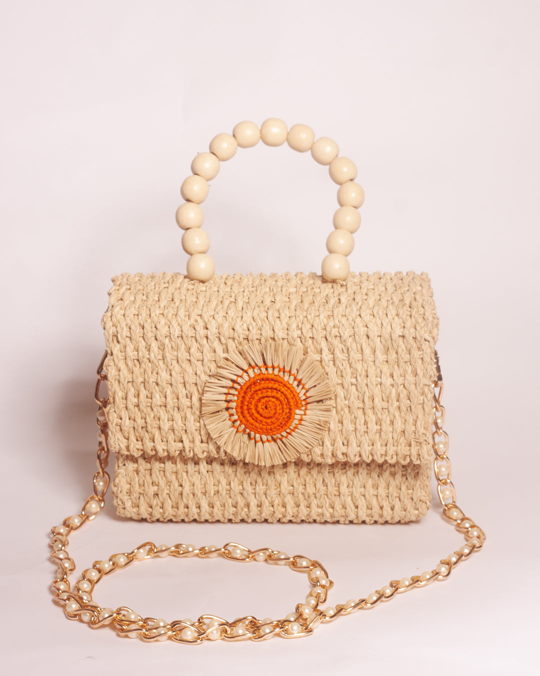 Rectangle shoulder bag Juana with heart ornament