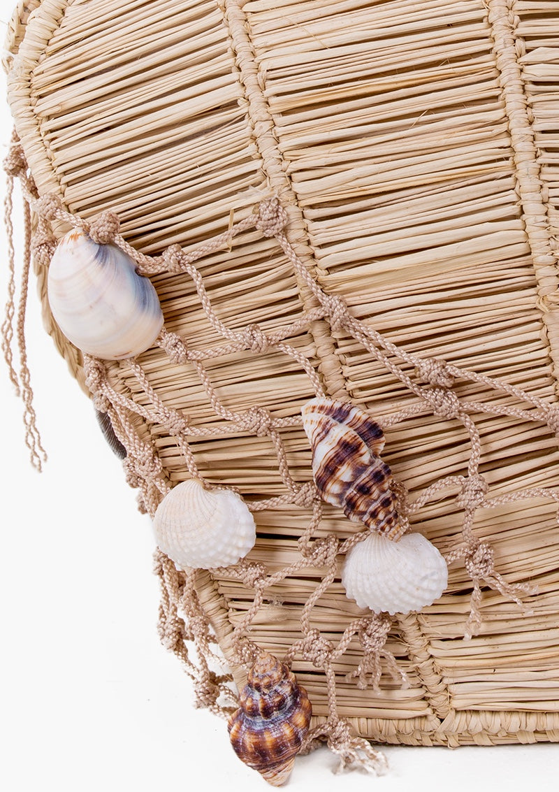 Shell shaped handle bag, natural / caramale