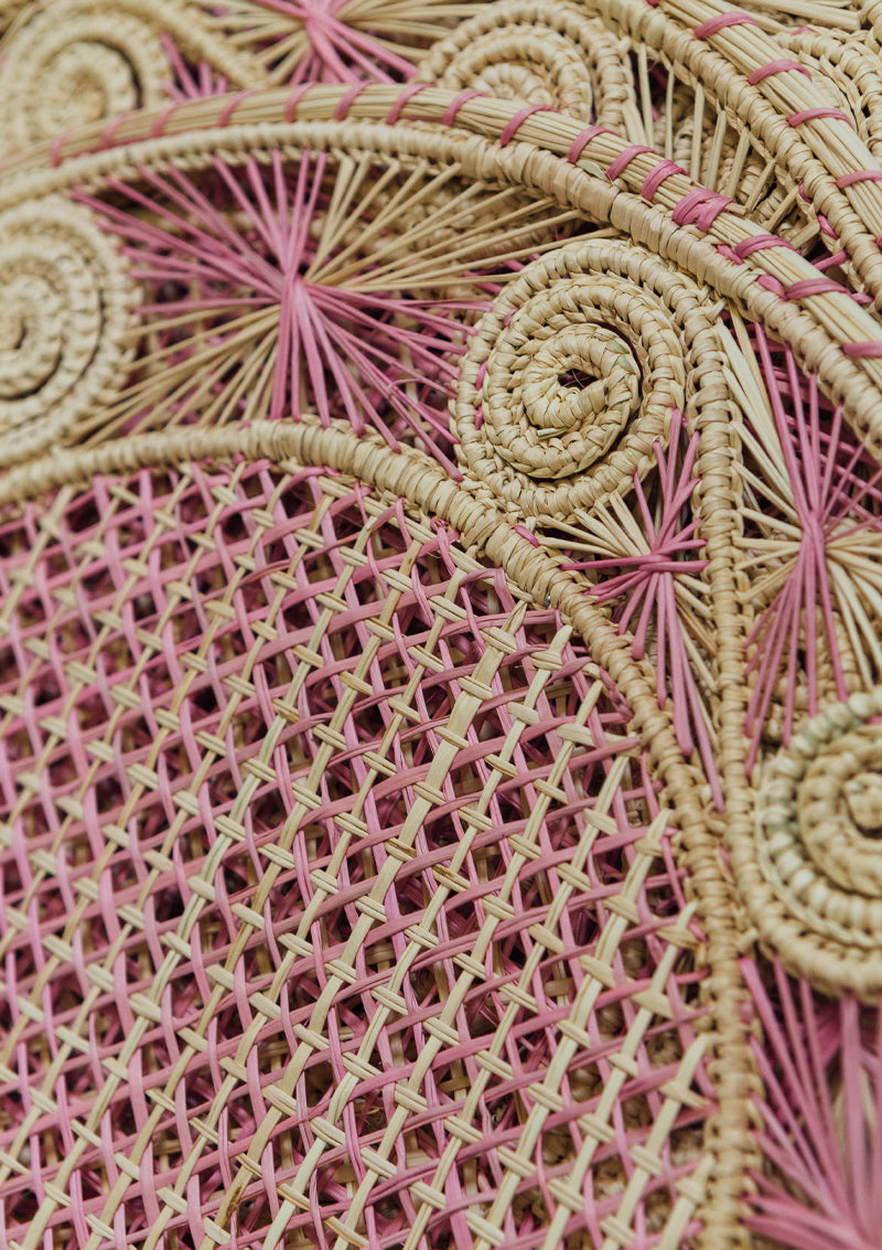 Ethnic Round Placemat in Natural and Pink Tones