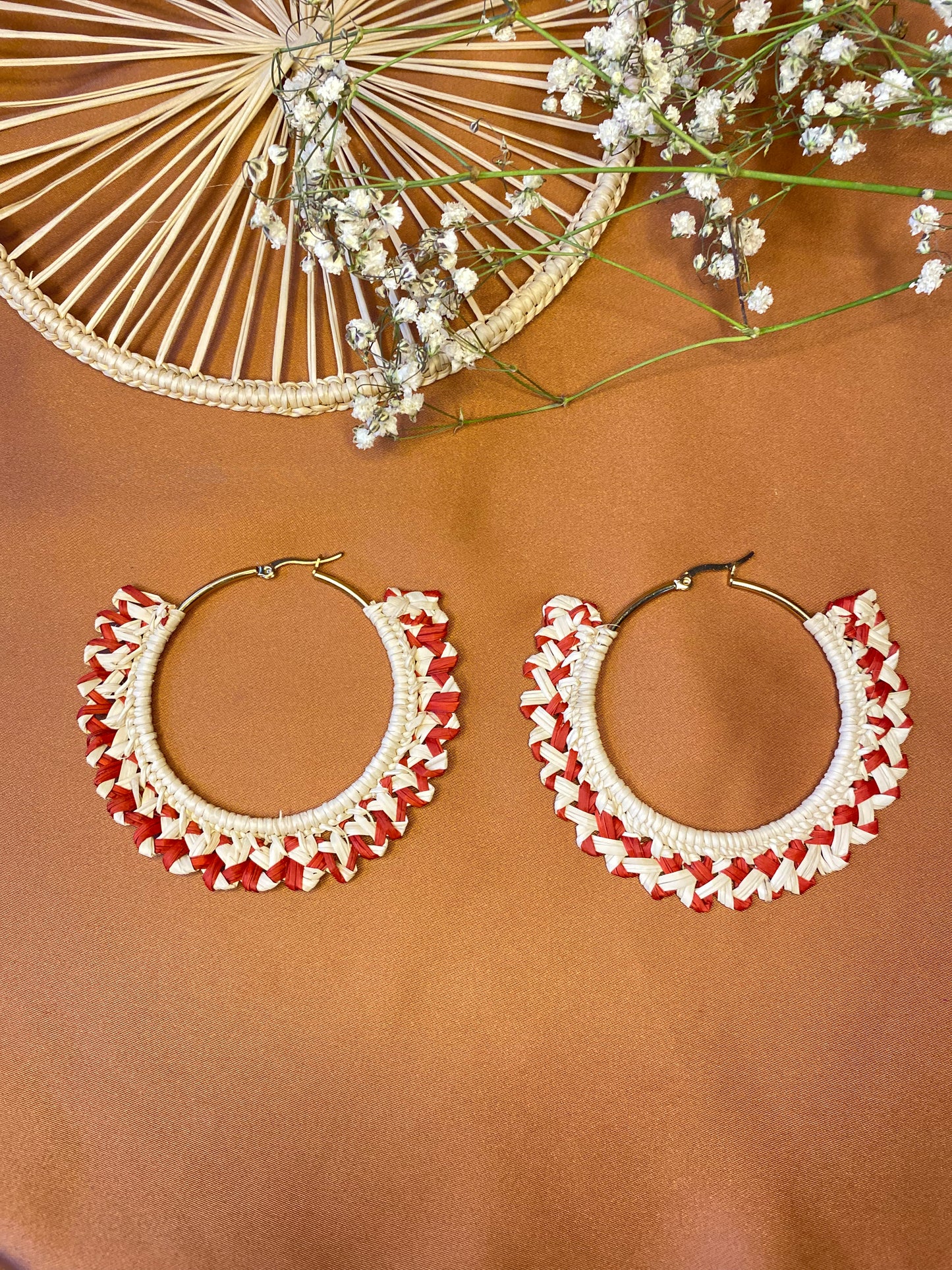Round handwoven hoop earrings