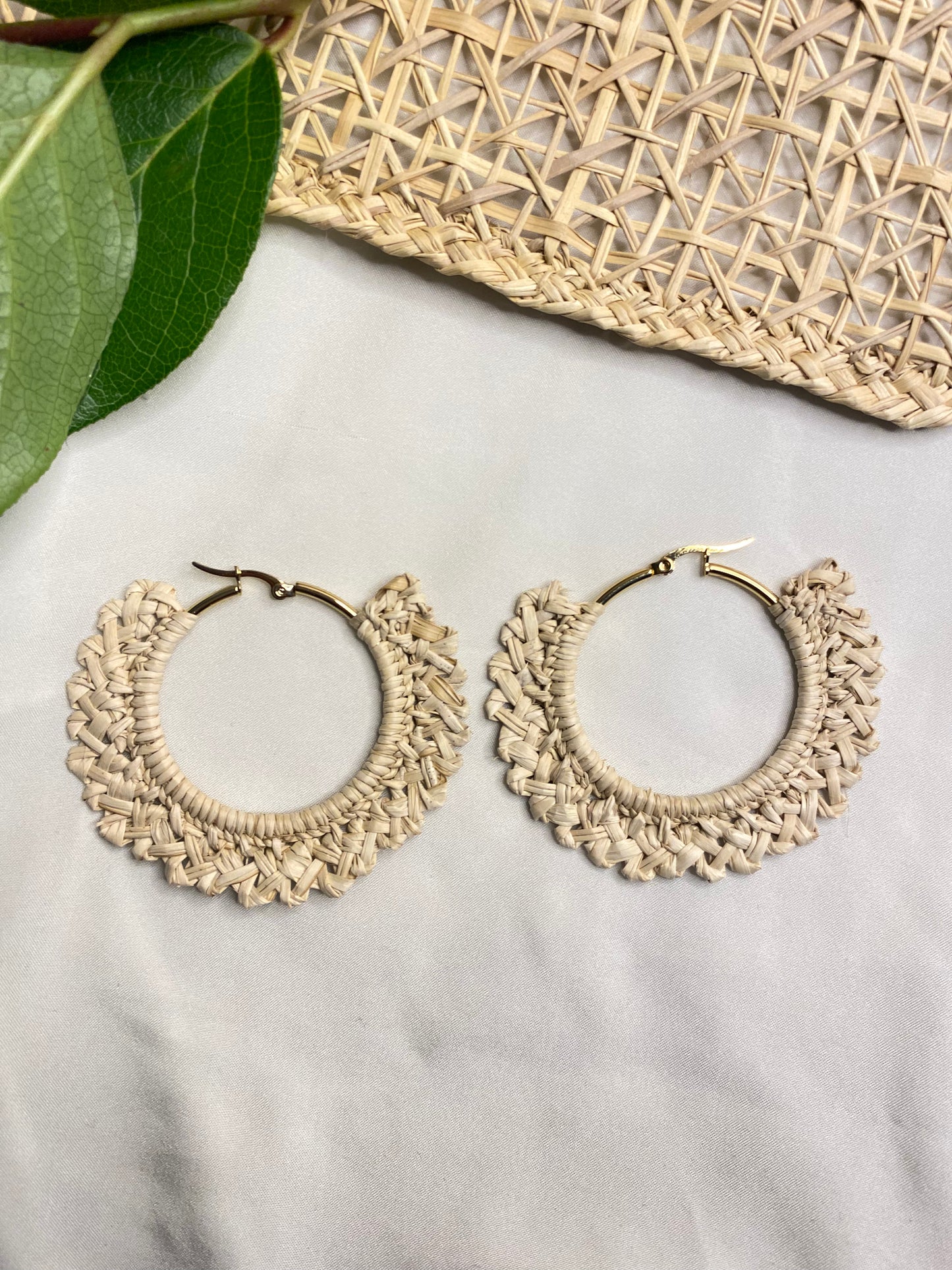 Round handwoven hoop earrings
