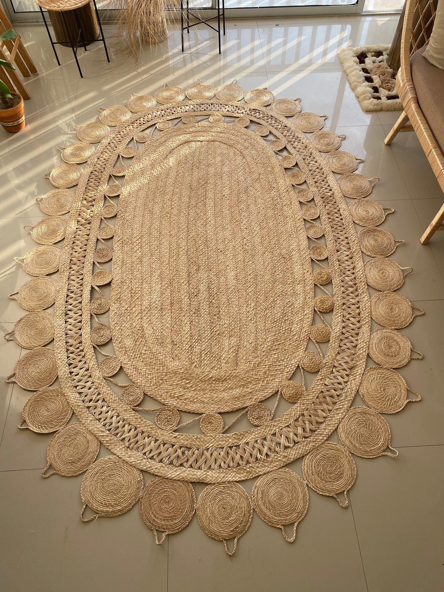 Oval-Shaped Sustainable Bohemian Handmade Rug