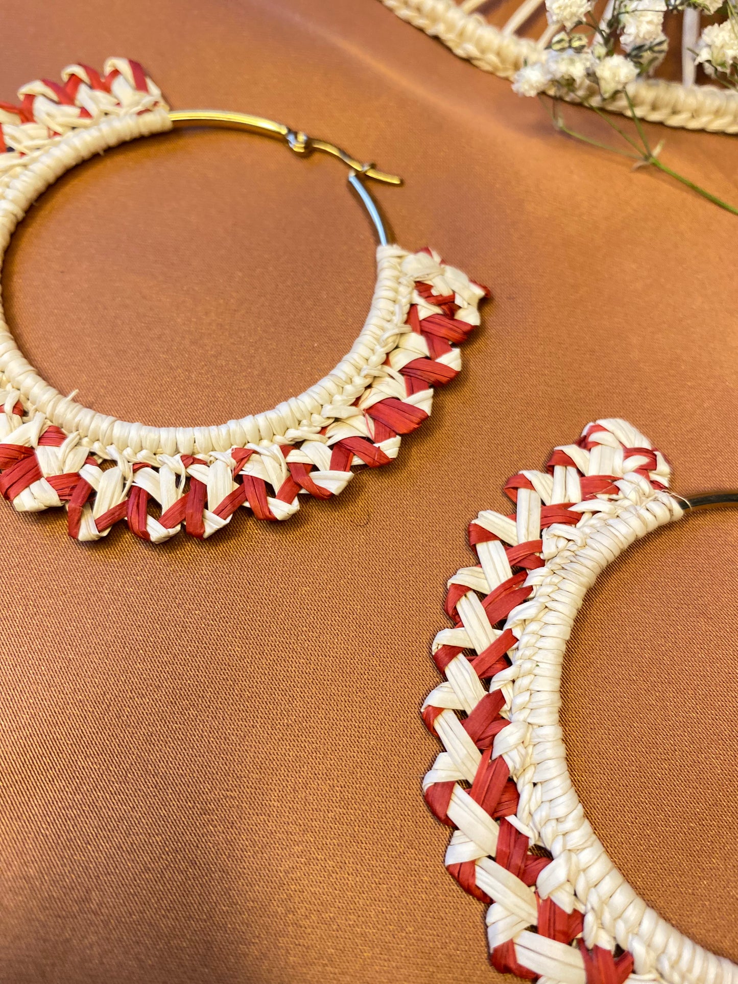 Round handwoven hoop earrings