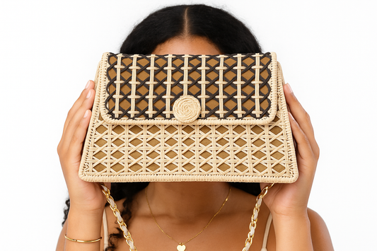 Small Trapezoid bag with gold chain strap